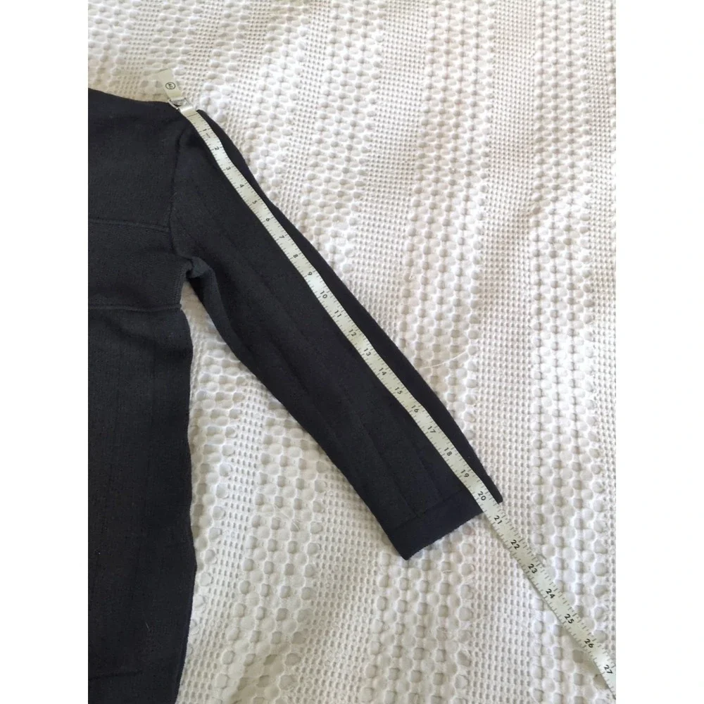St John Basics Santana Knit Sweater Small Black Ribbed Pullover Side Slit 3/4‎